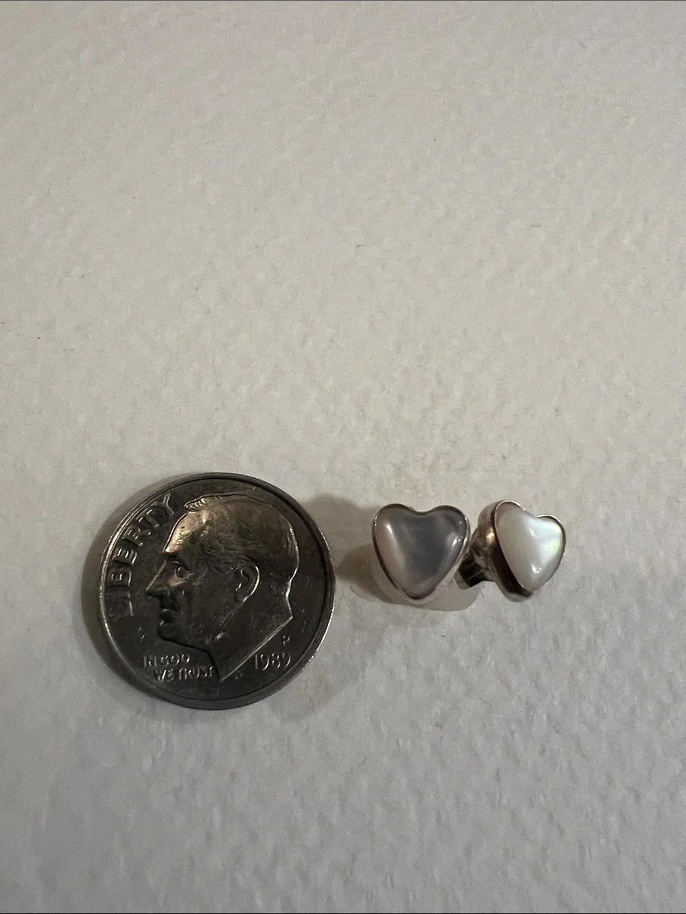 Heart Shaped Mother-of-Pearl Stud Earrings - White